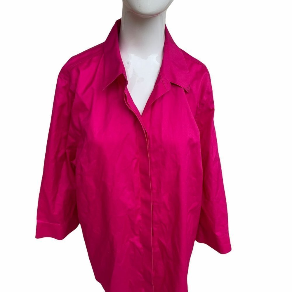 Chico's Shirt Button Down 3/4 Sleeve Sz 3 Collared